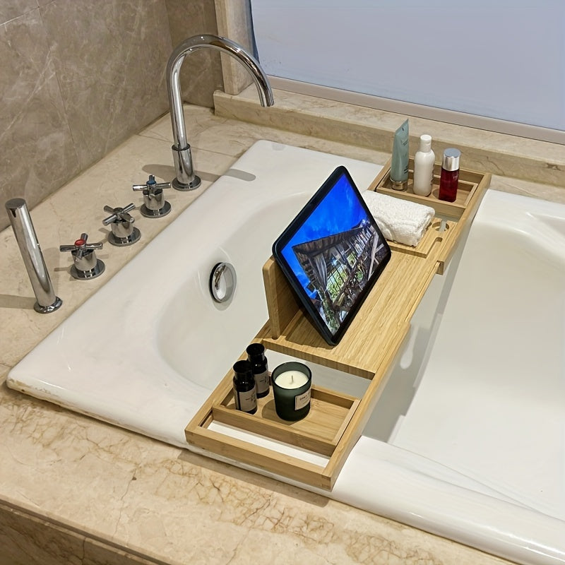 BambooHaven – Verstellbares Badewannen-Tablett aus Bambus