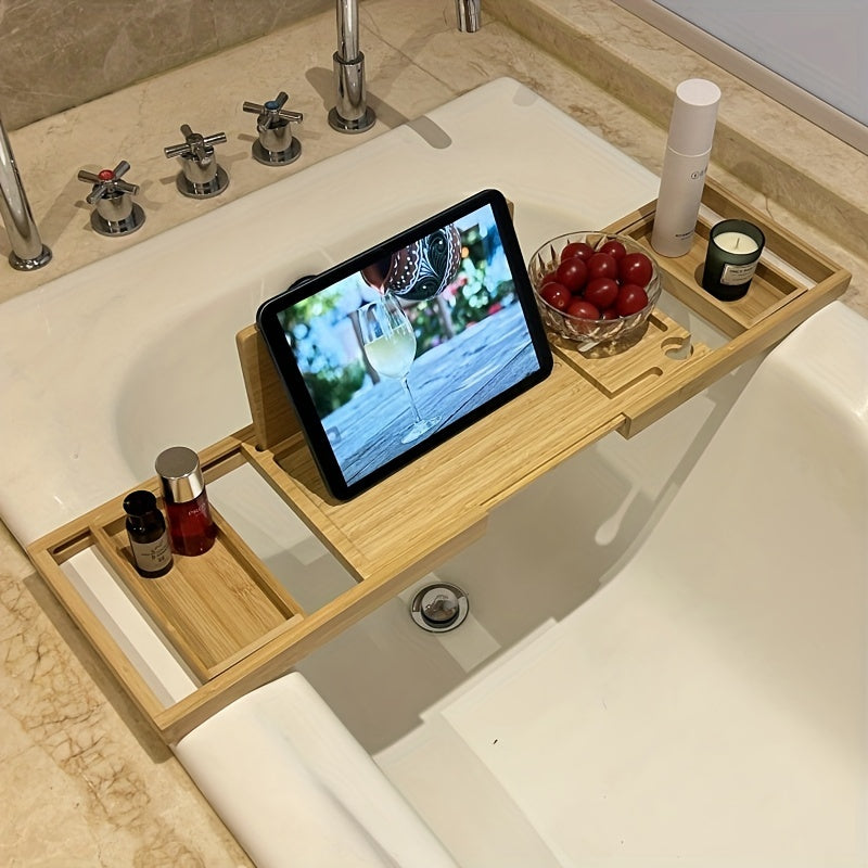 BambooHaven – Verstellbares Badewannen-Tablett aus Bambus