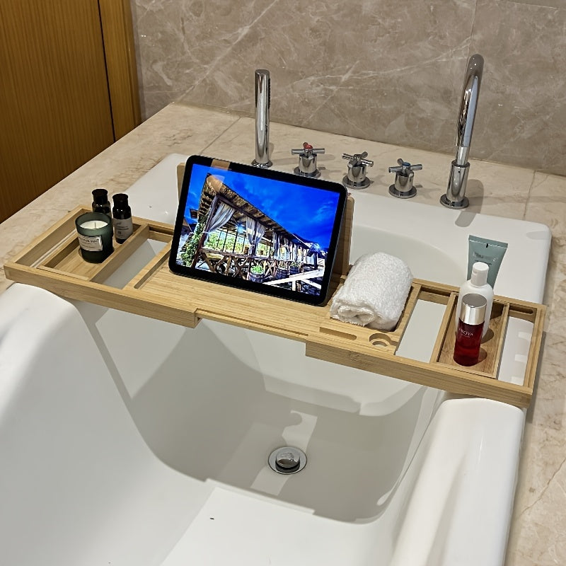 BambooHaven – Verstellbares Badewannen-Tablett aus Bambus