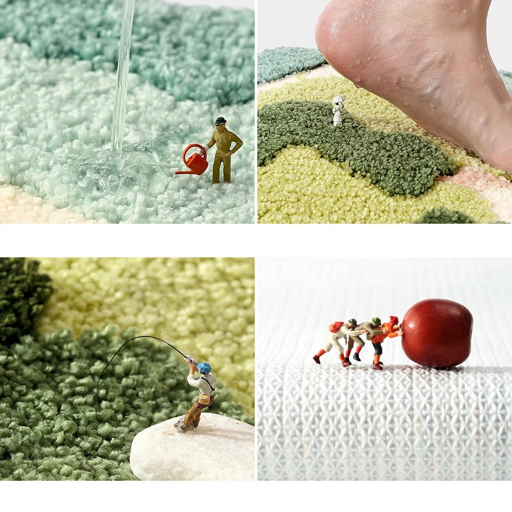 Blumora – Flauschiger Badteppich mit Blumenmuster & rutschfester Rückseite