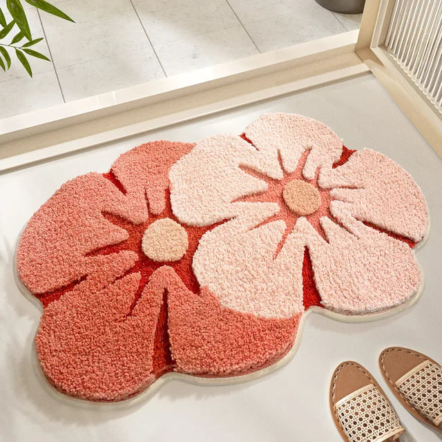 Blumora – Flauschiger Badteppich mit Blumenmuster & rutschfester Rückseite