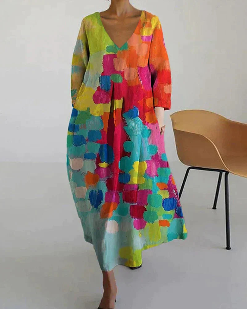 Buntes Leinenkleid für Damen – Atmungsaktives & Verspieltes Design für den Sommer 0