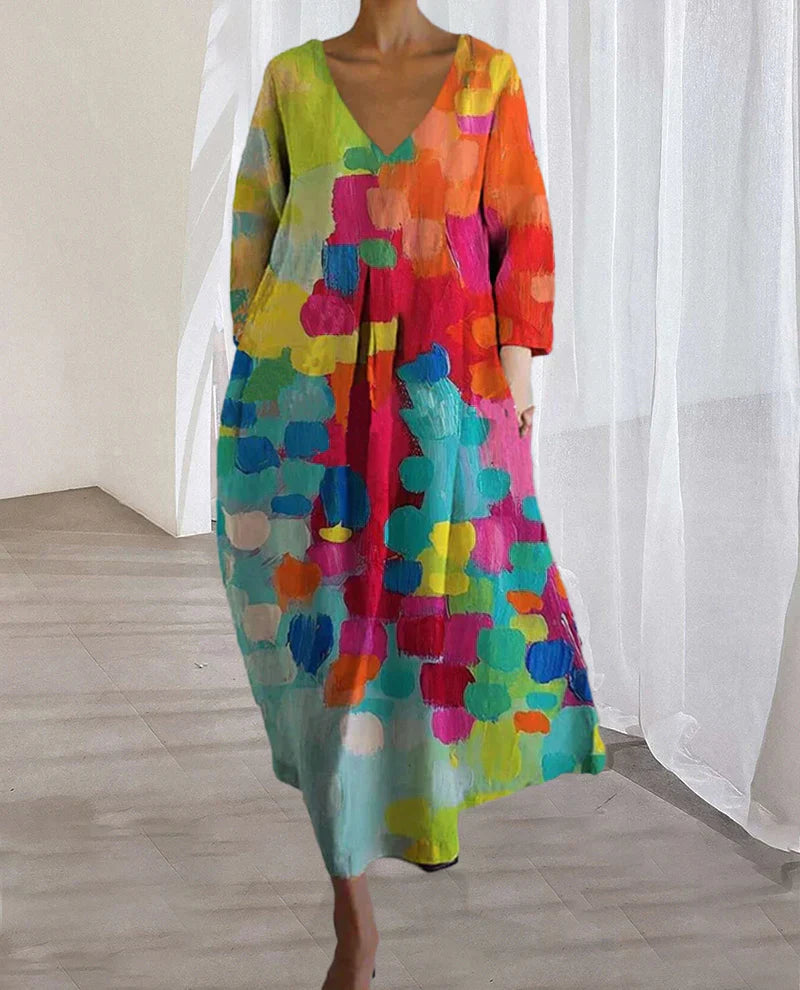 Buntes Leinenkleid für Damen – Atmungsaktives & Verspieltes Design für den Sommer 1