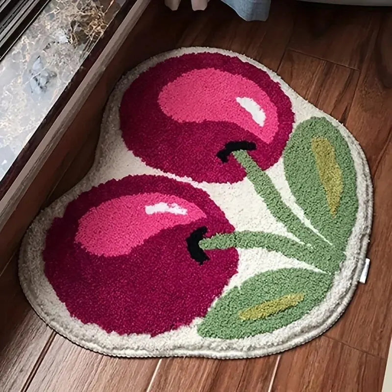 CERILA – Flauschige Badmatte mit Kirsch-Design