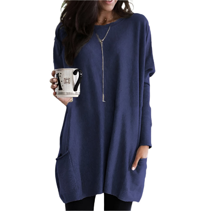 Casual Chic – Damenpullover aus Baumwolle – Bequem mit Praktischen Taschen