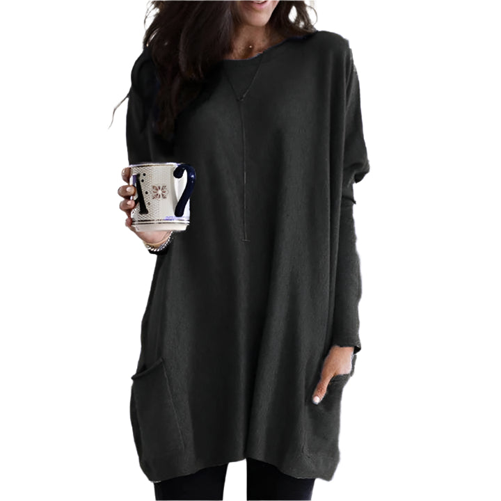 Casual Chic – Damenpullover aus Baumwolle – Bequem mit Praktischen Taschen
