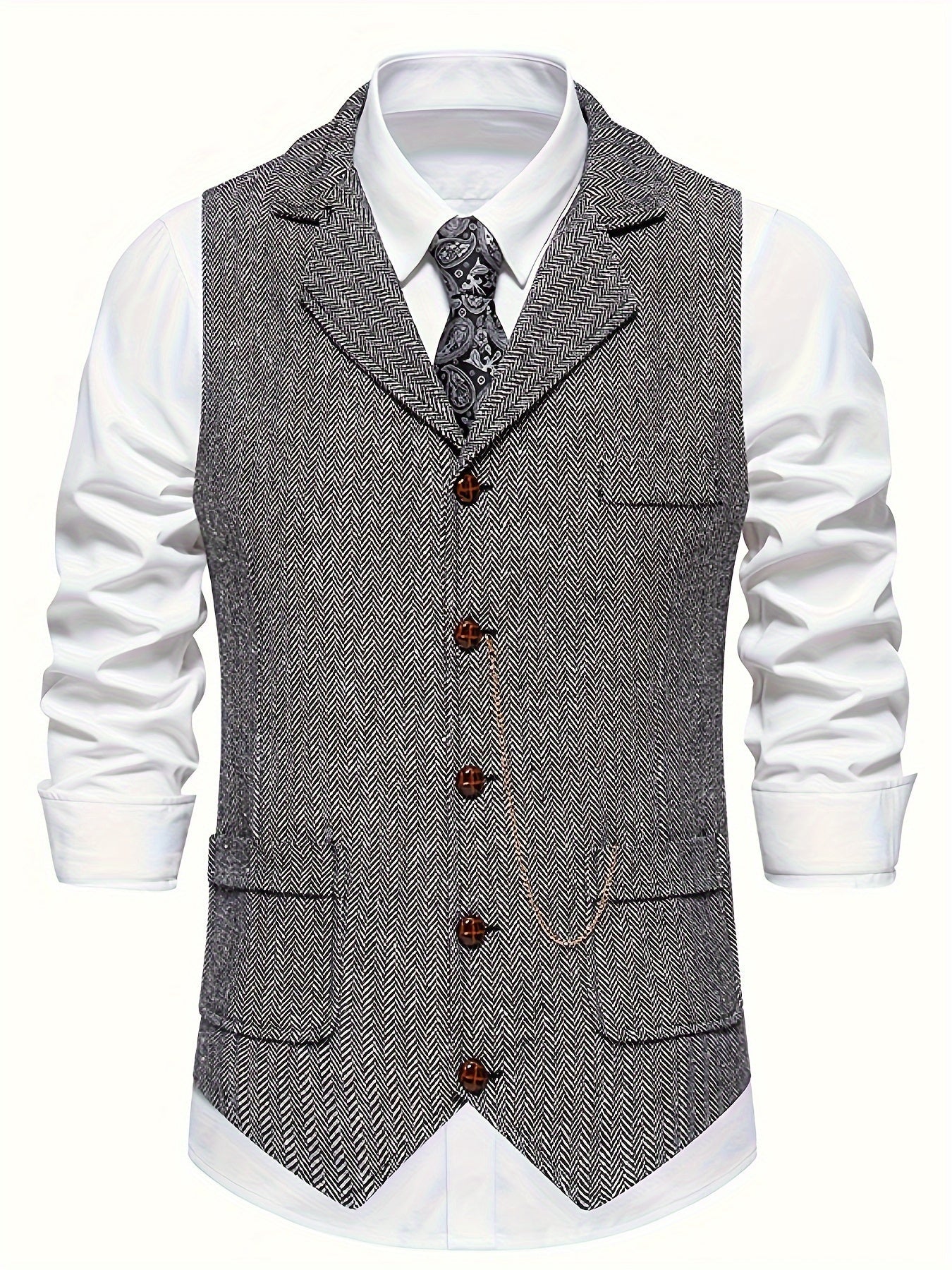 Classic Herrenweste – Fischgrätmuster – Elegante Passform für Stil und Komfort 0