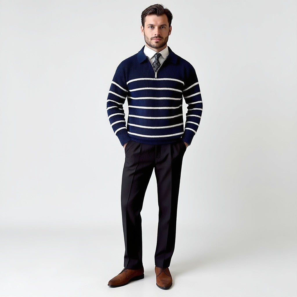 Cotton & Stripes – Herren Strickpullover – Zeitlos & Vielseitig
