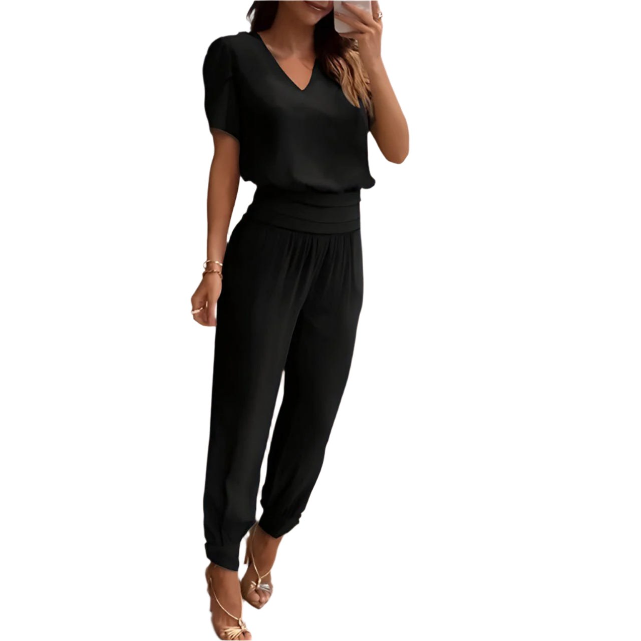 Damen Set – V-Ausschnitt Bluse und Hose – Stilvoll und Bequem 2