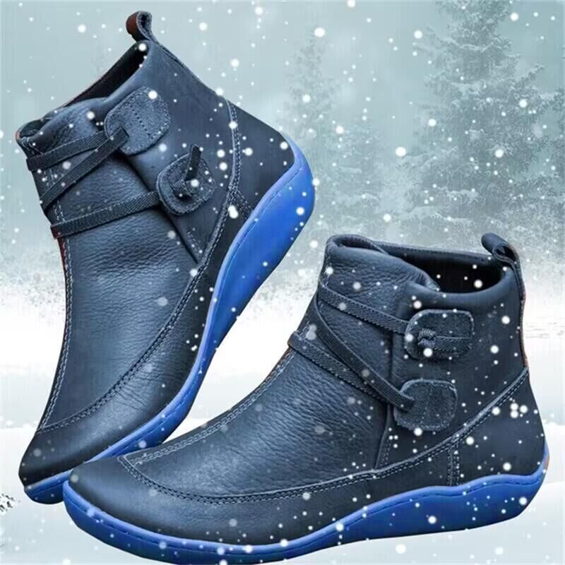 Damen Leder Stiefel – Schwarze Stiefel mit Plüschfutter – Bequem & Warm 0
