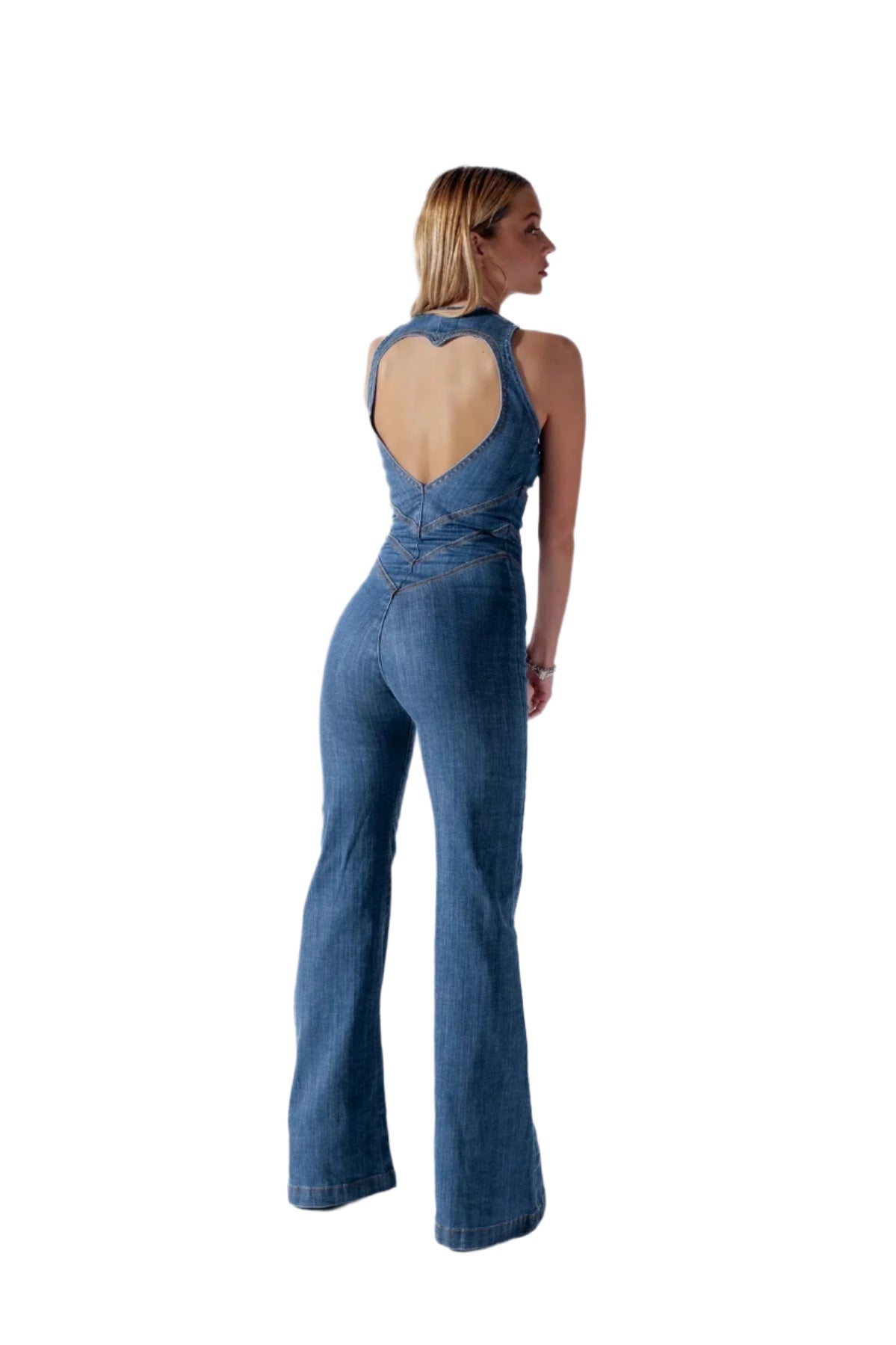 Denim Overall Damen – Tailliert mit Herzförmigem Rückenausschnitt – Elegant & Komfortabel