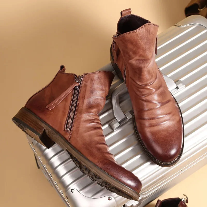 Elegante Chelsea Herrenstiefel – Hochwertiges Leder in Schwarz & Braun – Bequemer Tragekomfort