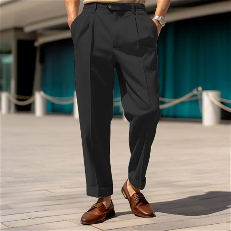 Elegante Herren Anzughose – Schwarze Straight Anzughose für Stilbewusste