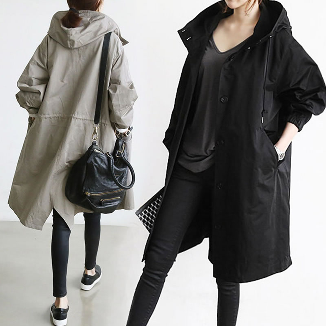 Elegante Lange Regenjacke Damen – Wasserdicht & Atmungsaktiv – Stilvoller Schutz bei jedem Wetter 1