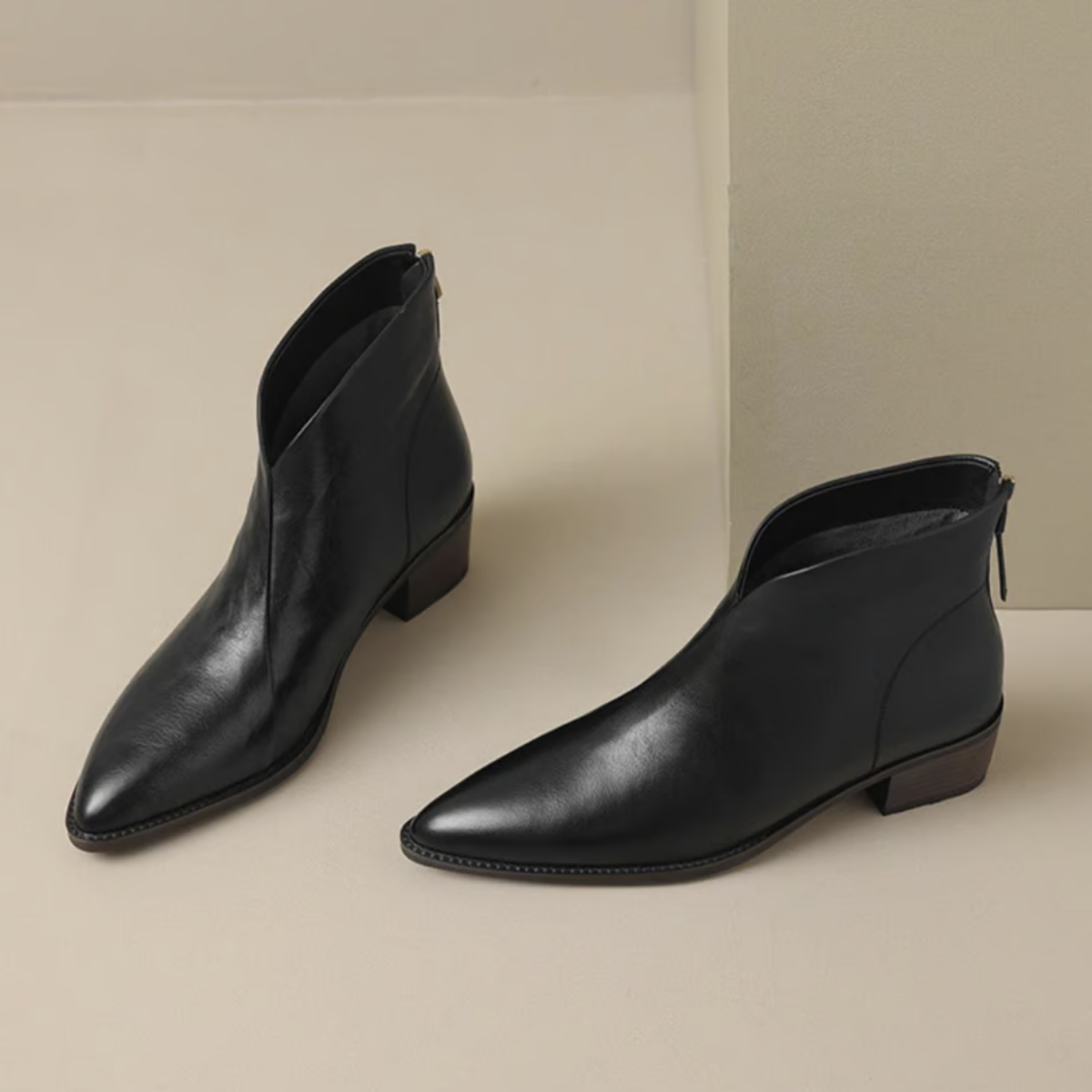Elegante Damen Stiefelette – Hochwertiges Leder mit Blockabsatz 0