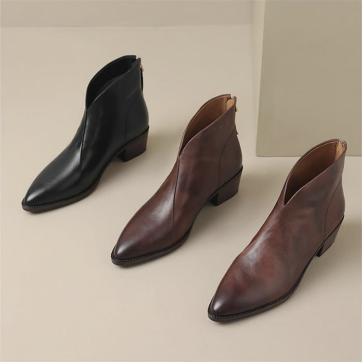 Elegante Damen Stiefelette – Hochwertiges Leder mit Blockabsatz 1