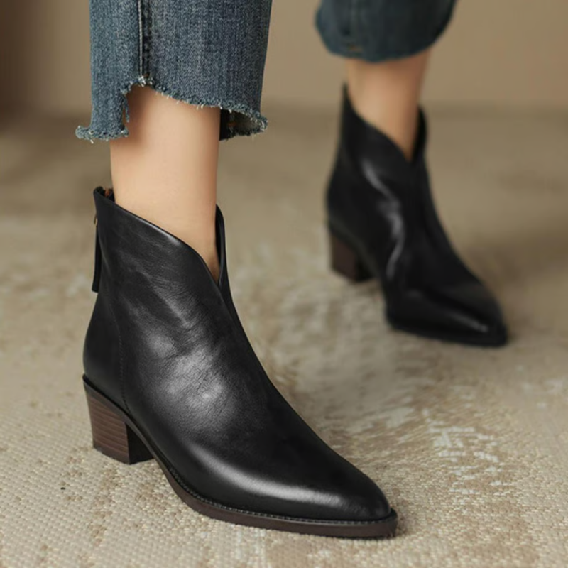 Elegante Damen Stiefelette – Hochwertiges Leder mit Blockabsatz 2