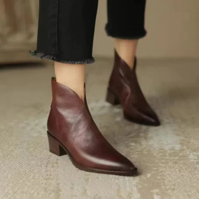 Elegante Damen Stiefelette – Hochwertiges Leder mit Blockabsatz 3