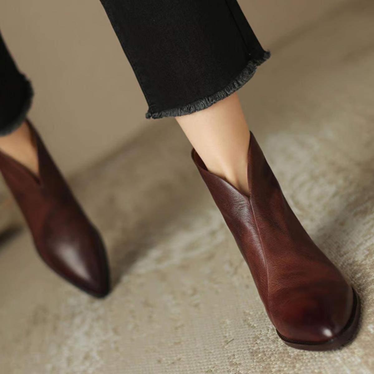 Elegante Damen Stiefelette – Hochwertiges Leder mit Blockabsatz 4