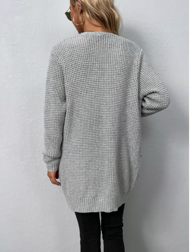 Eleganter Damen Cardigan – Lange Strickjacke mit V-Ausschnitt – Vielseitig & Stilvoll