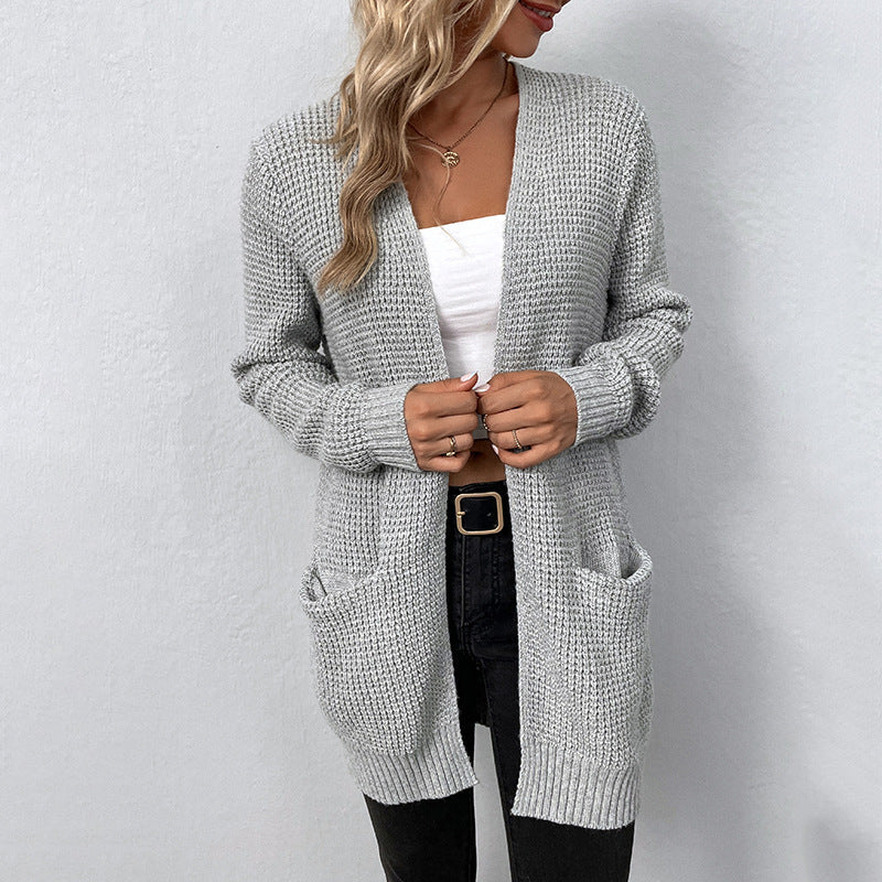 Eleganter Damen Cardigan – Lange Strickjacke mit V-Ausschnitt – Vielseitig & Stilvoll