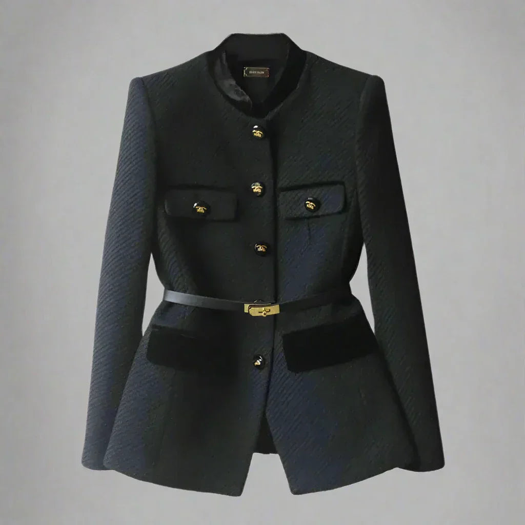 Eleganter Damen Wollmantel – Figurschmeichelnder Schnitt für Wintertage – Schwarz