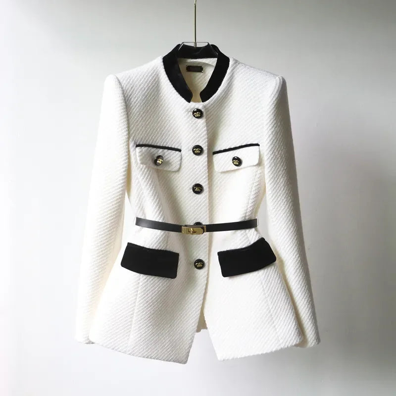 Eleganter Damen Wollmantel – Figurschmeichelnder Schnitt für Wintertage – Schwarz
