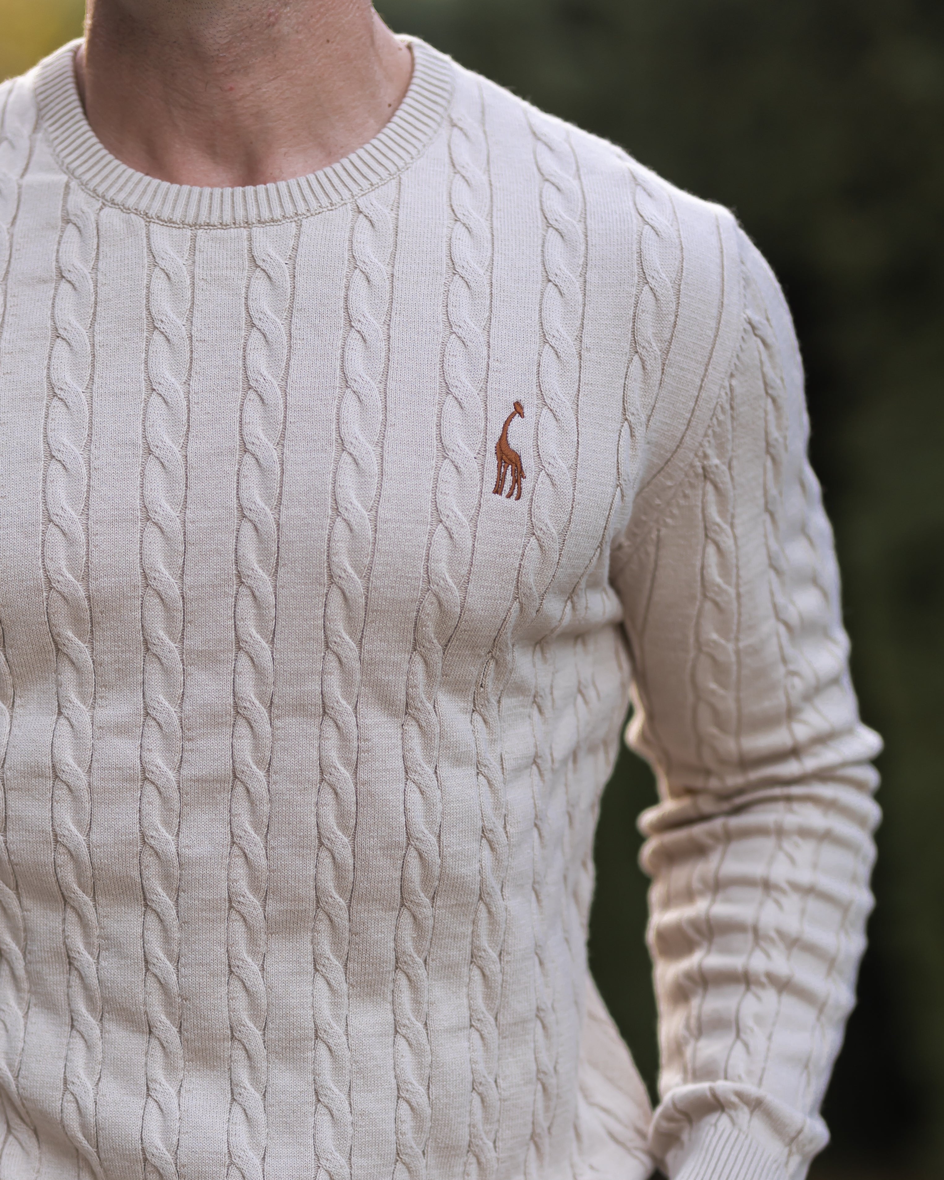 Eleganter Herren Zopfmuster Strickpullover – Hochwertige Baumwolle für Komfort