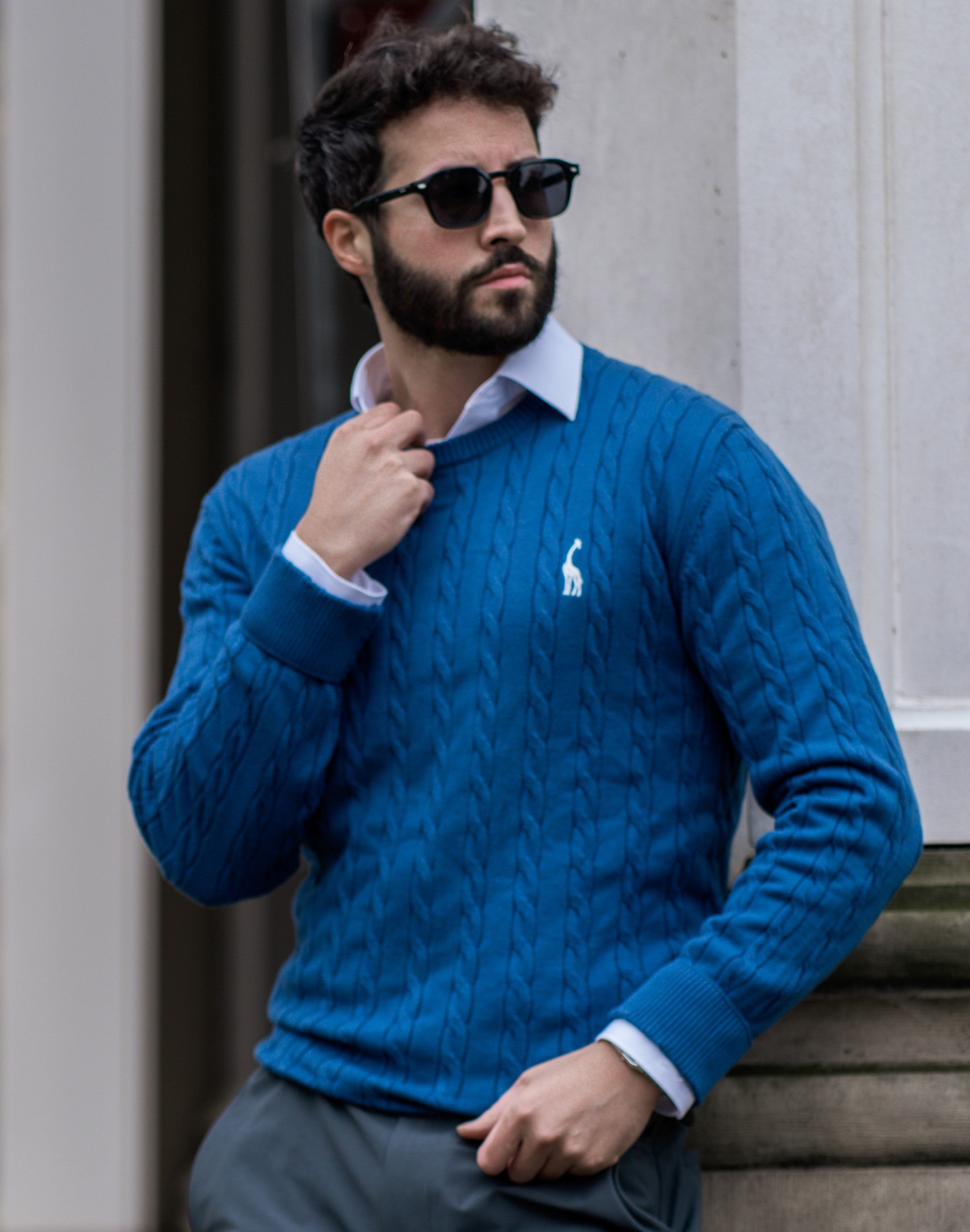 Eleganter Herren Zopfmuster Strickpullover – Hochwertige Baumwolle für Komfort