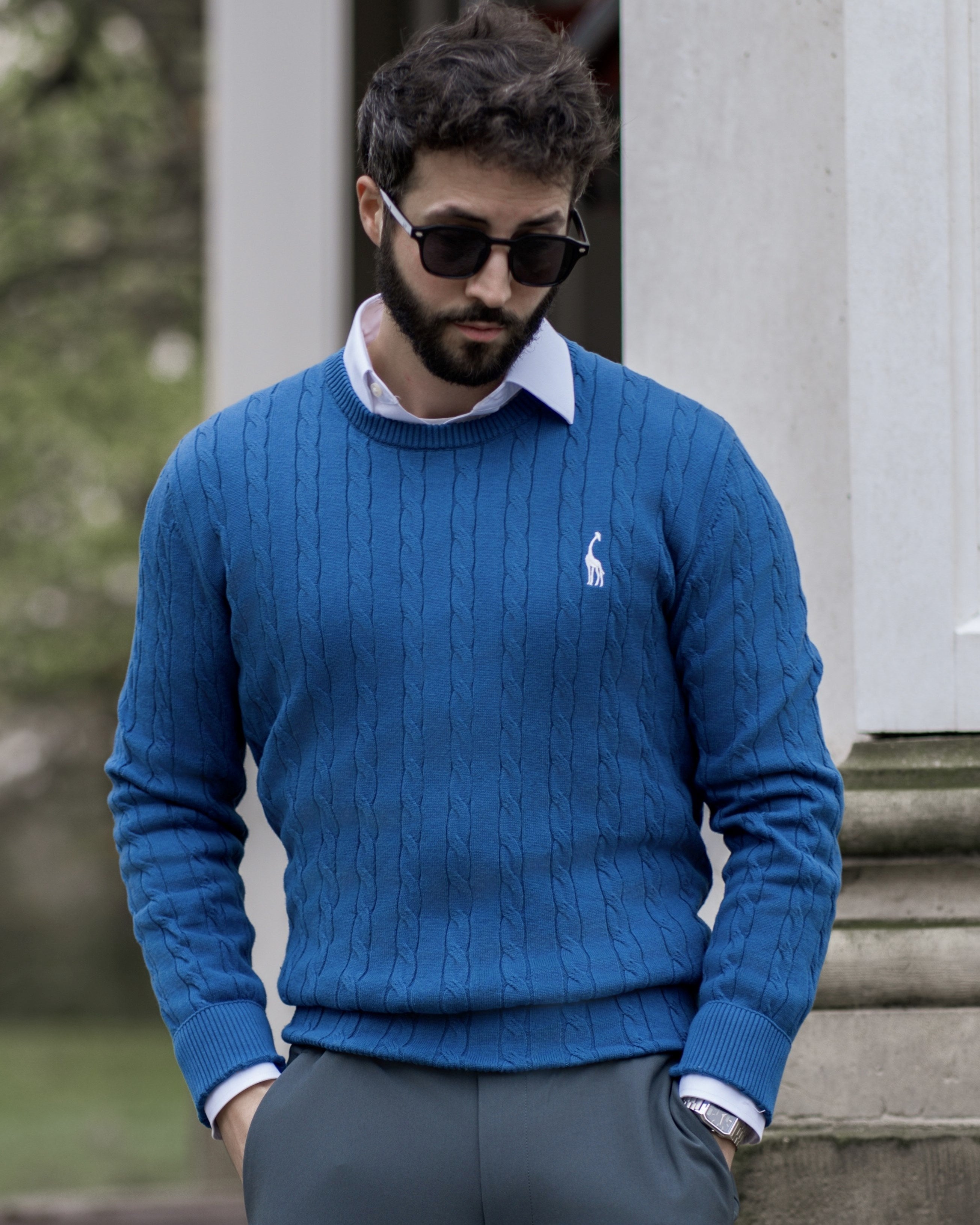 Eleganter Herren Zopfmuster Strickpullover – Hochwertige Baumwolle für Komfort