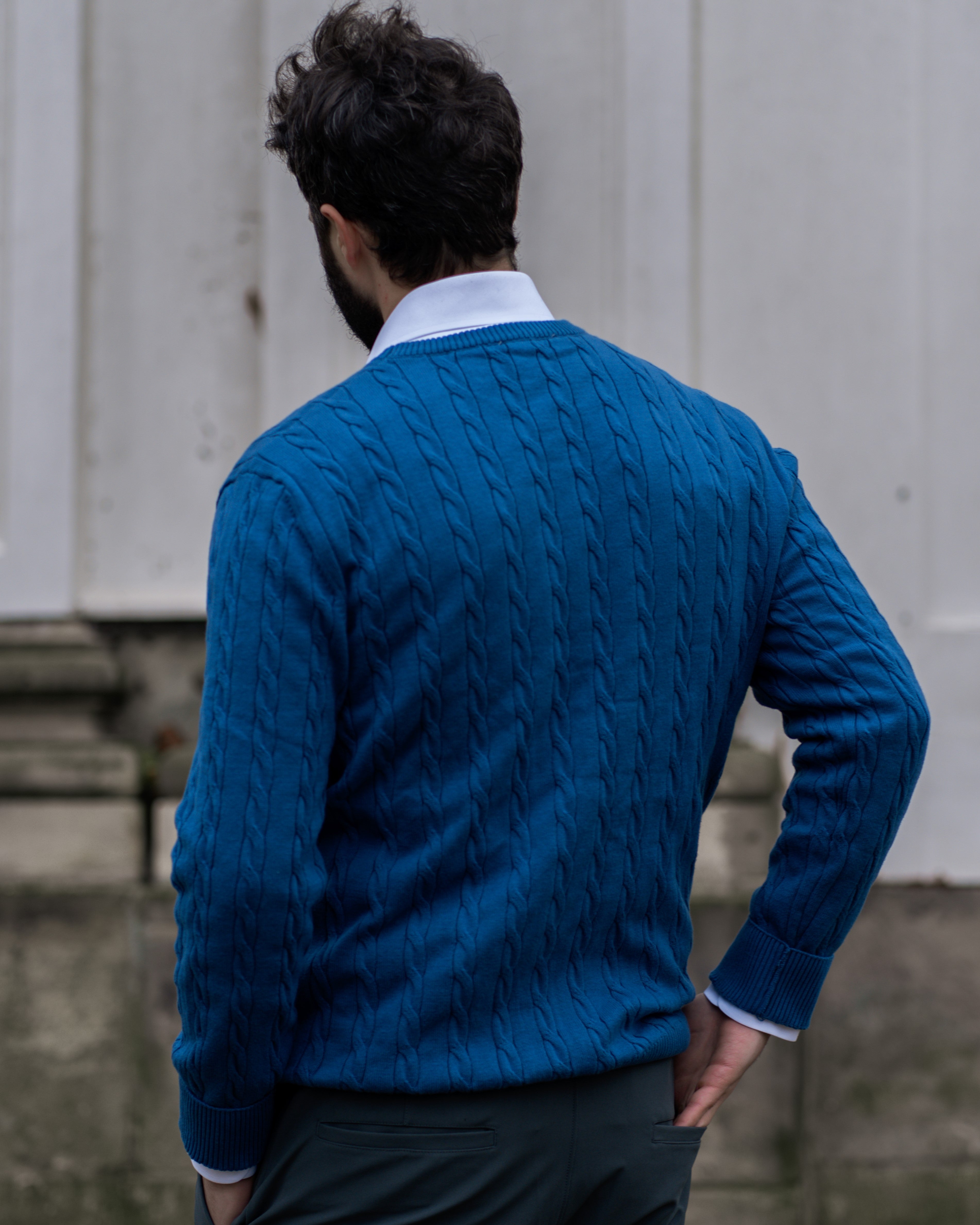 Eleganter Herren Zopfmuster Strickpullover – Hochwertige Baumwolle für Komfort