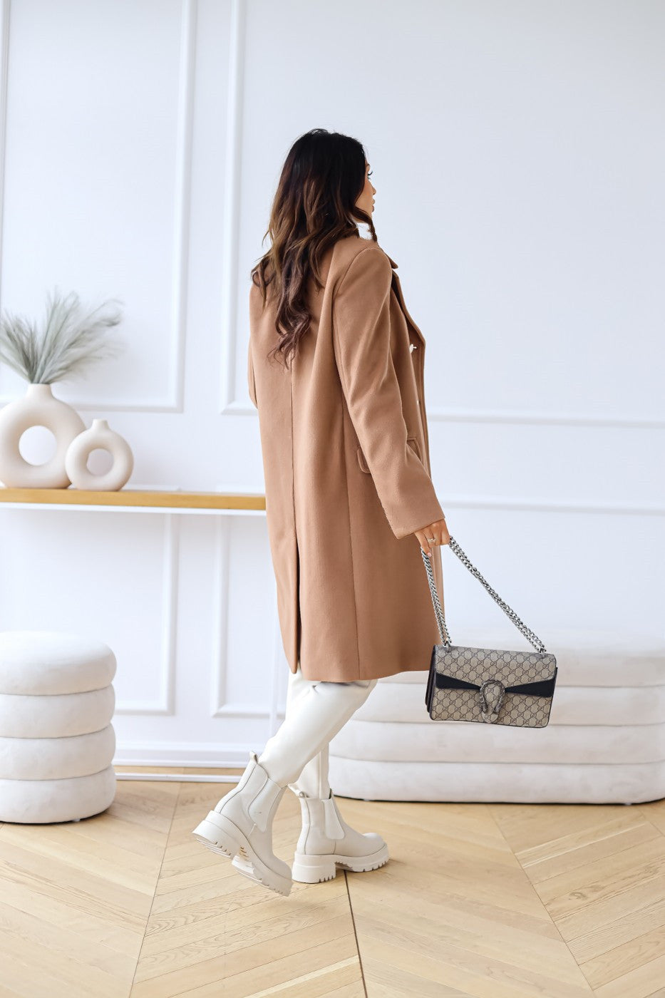 Eleganter Zweireihiger Damenmantel – Stilvoller Schwarz Winter Mantel für Damen