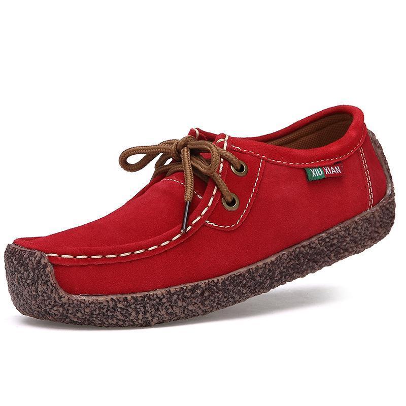 Flache Wildleder-Schnürschuhe für Damen – Bequem und vielseitig für den ganzen Tag