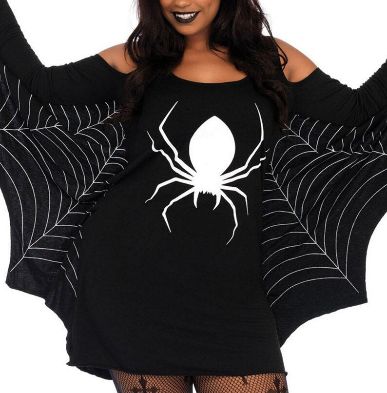 Gothic Spider – Schwarzes Minikleid – Dunkle Eleganz für Halloween 1