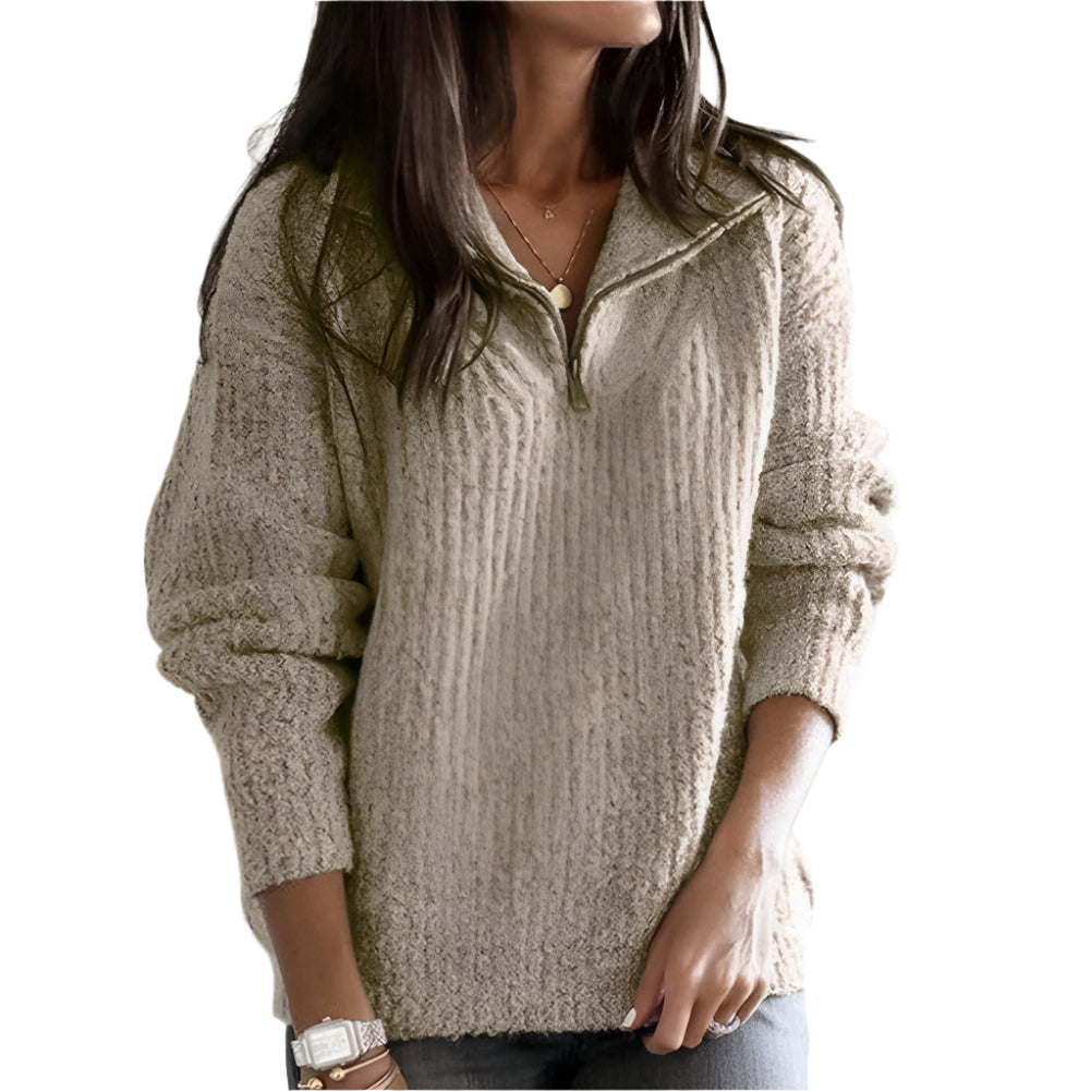 Halb-Reißverschluss Pullover Damen – Bequem & Vielseitig für Lässige Anlässe 3