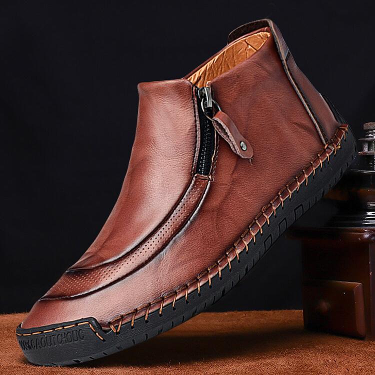 Handgenähte Lederstiefeletten für Herren – Bequem & Stylisch