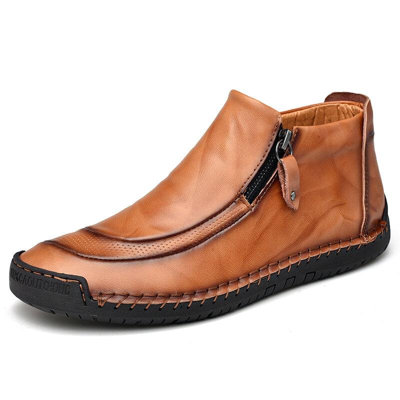 Handgenähte Lederstiefeletten für Herren – Bequem & Stylisch