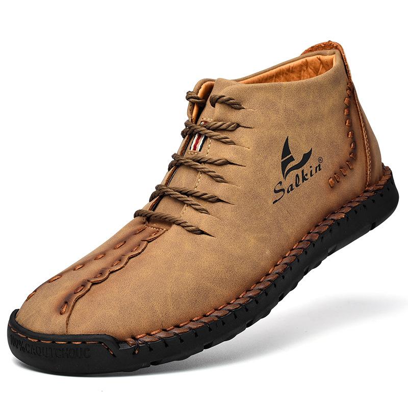 Handgenähte Mikrofaser-Lederstiefeletten für Herren – Stylisch & Rutschfest