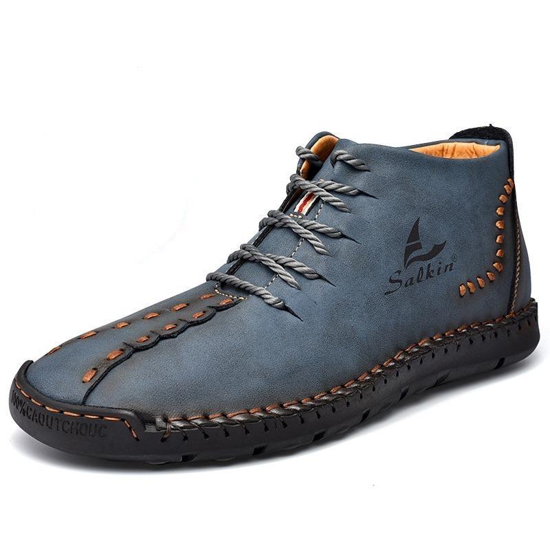 Handgenähte Mikrofaser-Lederstiefeletten für Herren – Stylisch & Rutschfest