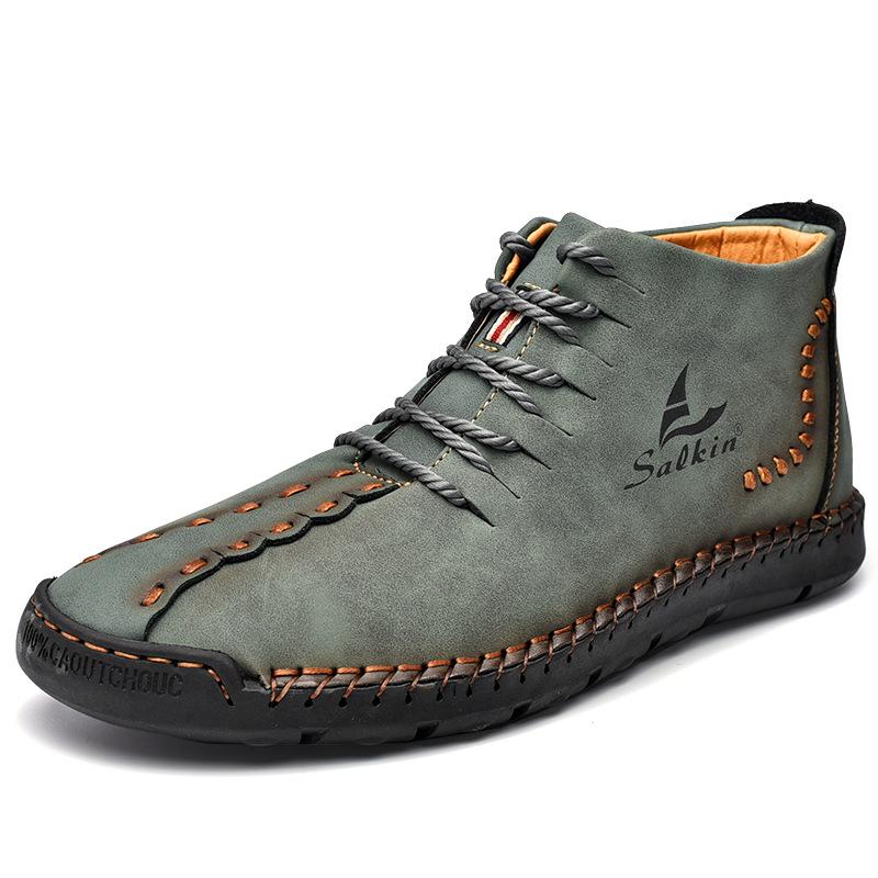 Handgenähte Mikrofaser-Lederstiefeletten für Herren – Stylisch & Rutschfest