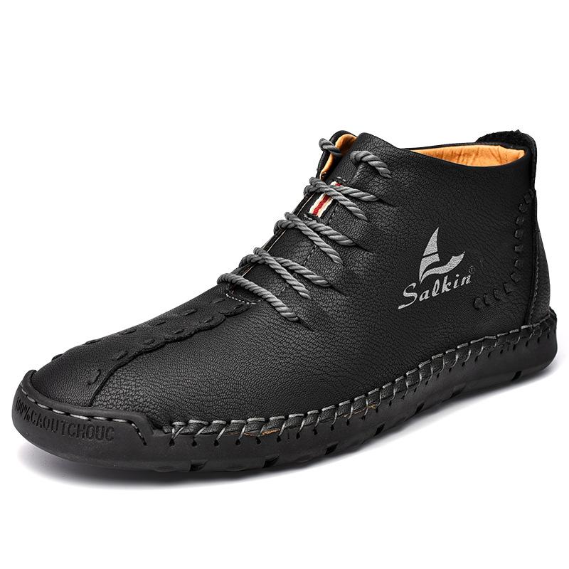 Handgenähte Mikrofaser-Lederstiefeletten für Herren – Stylisch & Rutschfest