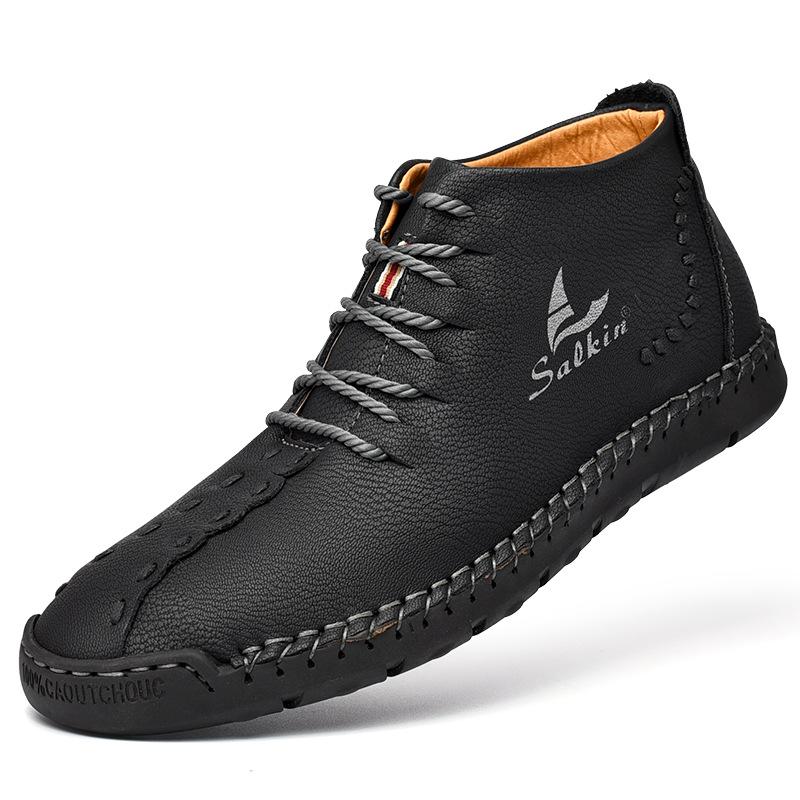 Handgenähte Mikrofaser-Lederstiefeletten für Herren – Stylisch & Rutschfest