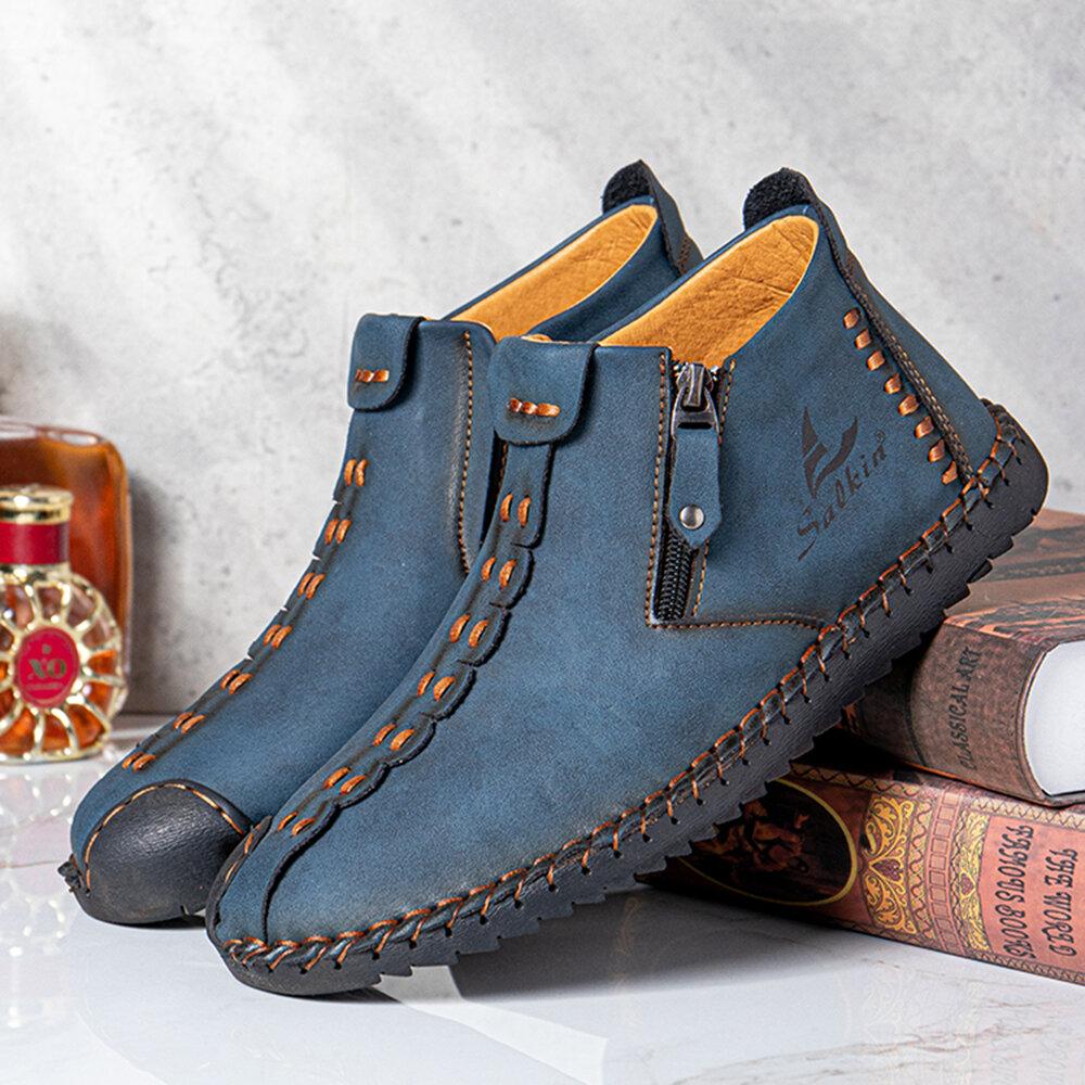 Handgenähte Stiefeletten für Herren – Weiches und bequemes Slip-On-Design