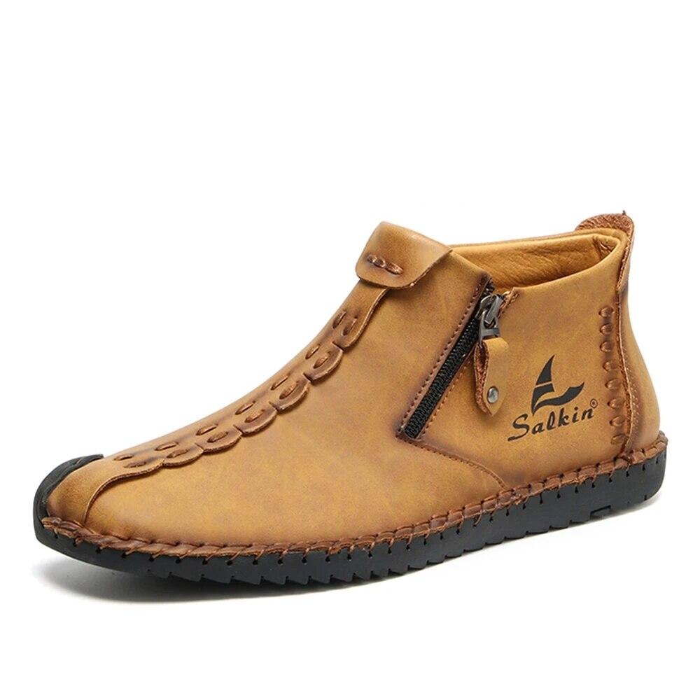 Handgenähte Stiefeletten für Herren – Weiches und bequemes Slip-On-Design