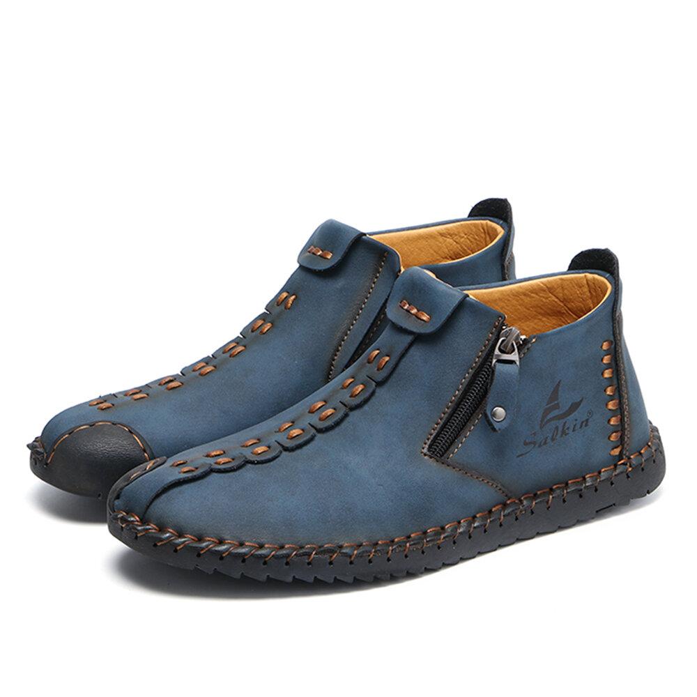 Handgenähte Stiefeletten für Herren – Weiches und bequemes Slip-On-Design