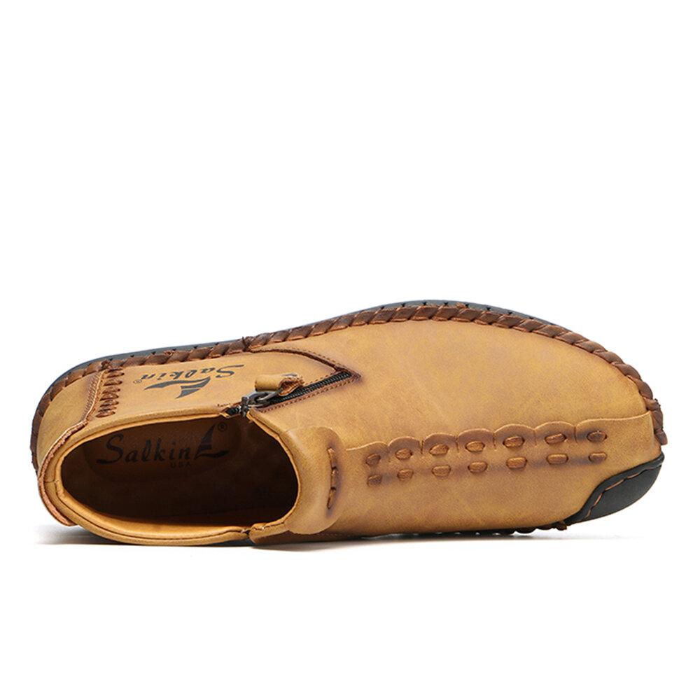 Handgenähte Stiefeletten für Herren – Weiches und bequemes Slip-On-Design