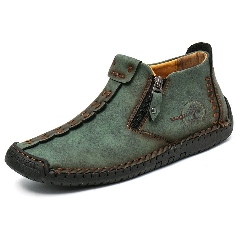 Handgenähte schwarze Stiefeletten für Herren – Stylisch & Rutschfest