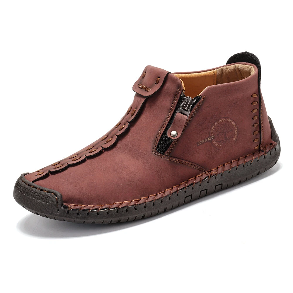 Handgenähte schwarze Stiefeletten für Herren – Stylisch & Rutschfest