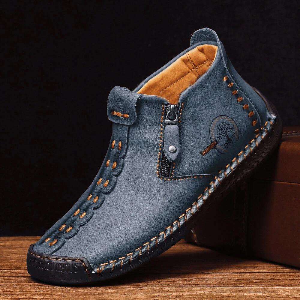 Handgenähte schwarze Stiefeletten für Herren – Stylisch & Rutschfest