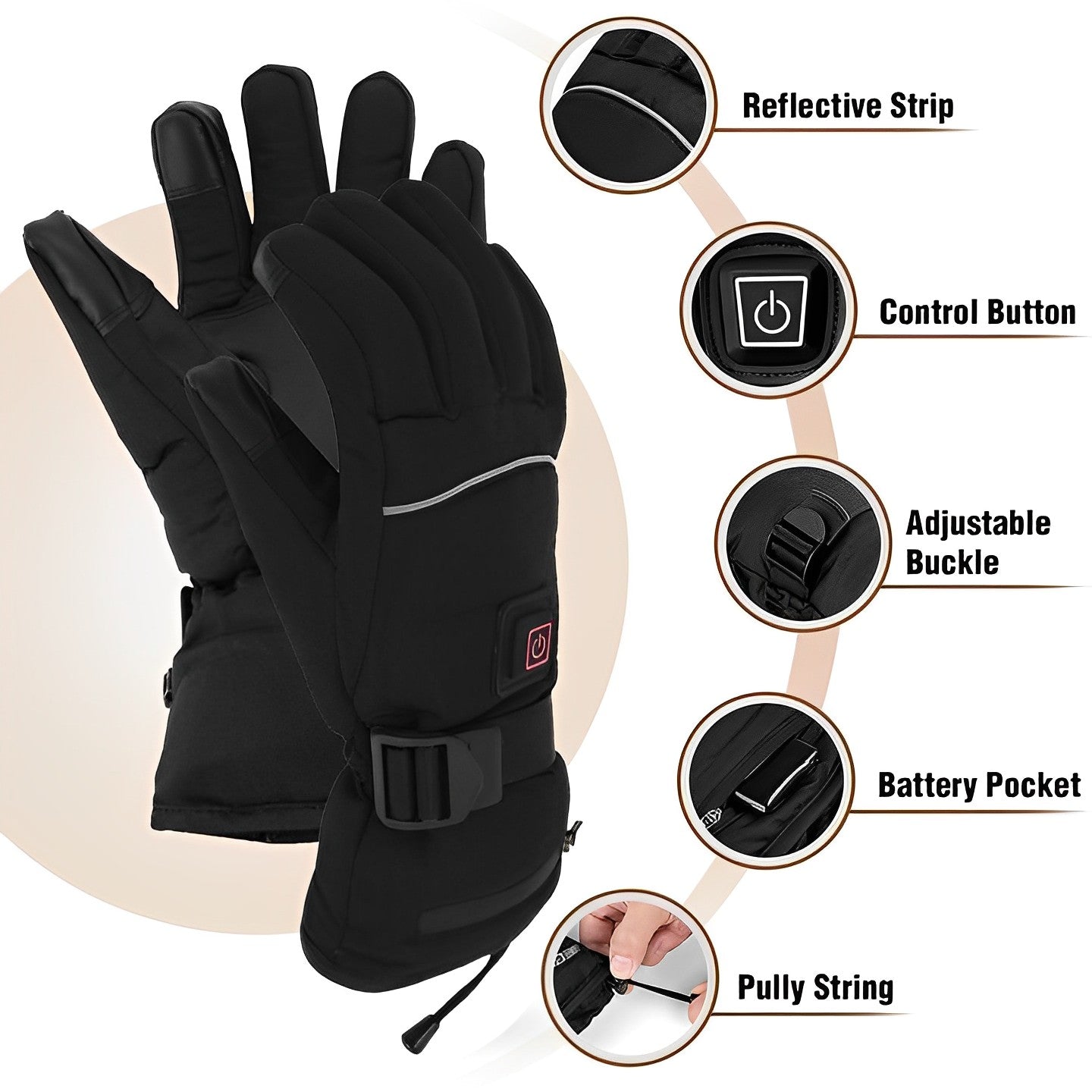 Heizhandschuhe – Einstellbare Wärme & Wasserabweisend – Perfekt für Outdoor-Aktivitäten